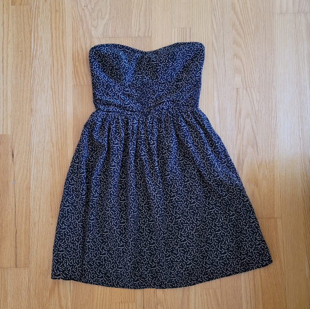 Strapless Simple Floral Print Dress